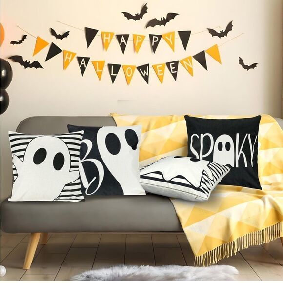 Halloween Ghost and Spooky Pillow Covers - Picture 1 of 4